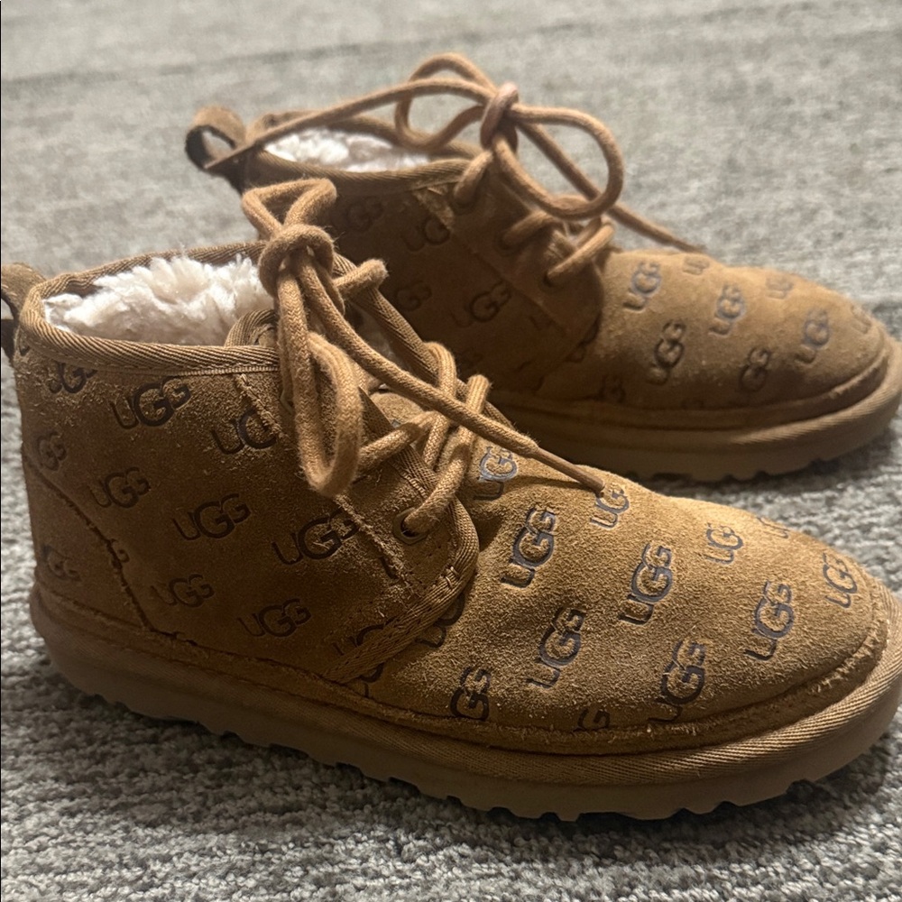 UGG Embossed Logo Suede Boots